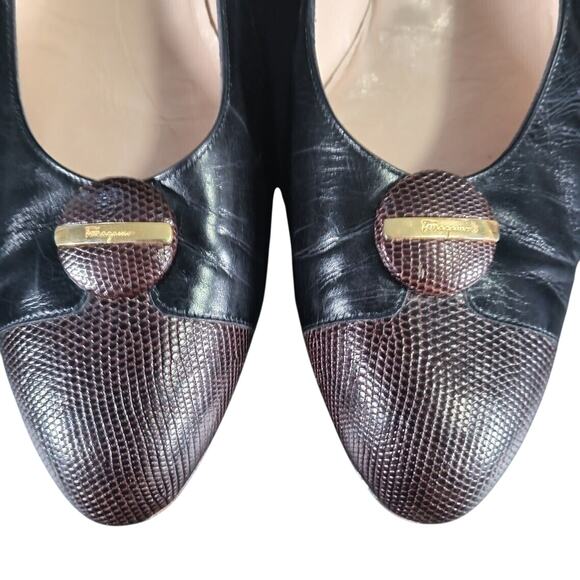 Salvatore Ferragamo Low Heel Pumps Two-Toned Rounded Toe | 10 AAA - Picture 7 of 12